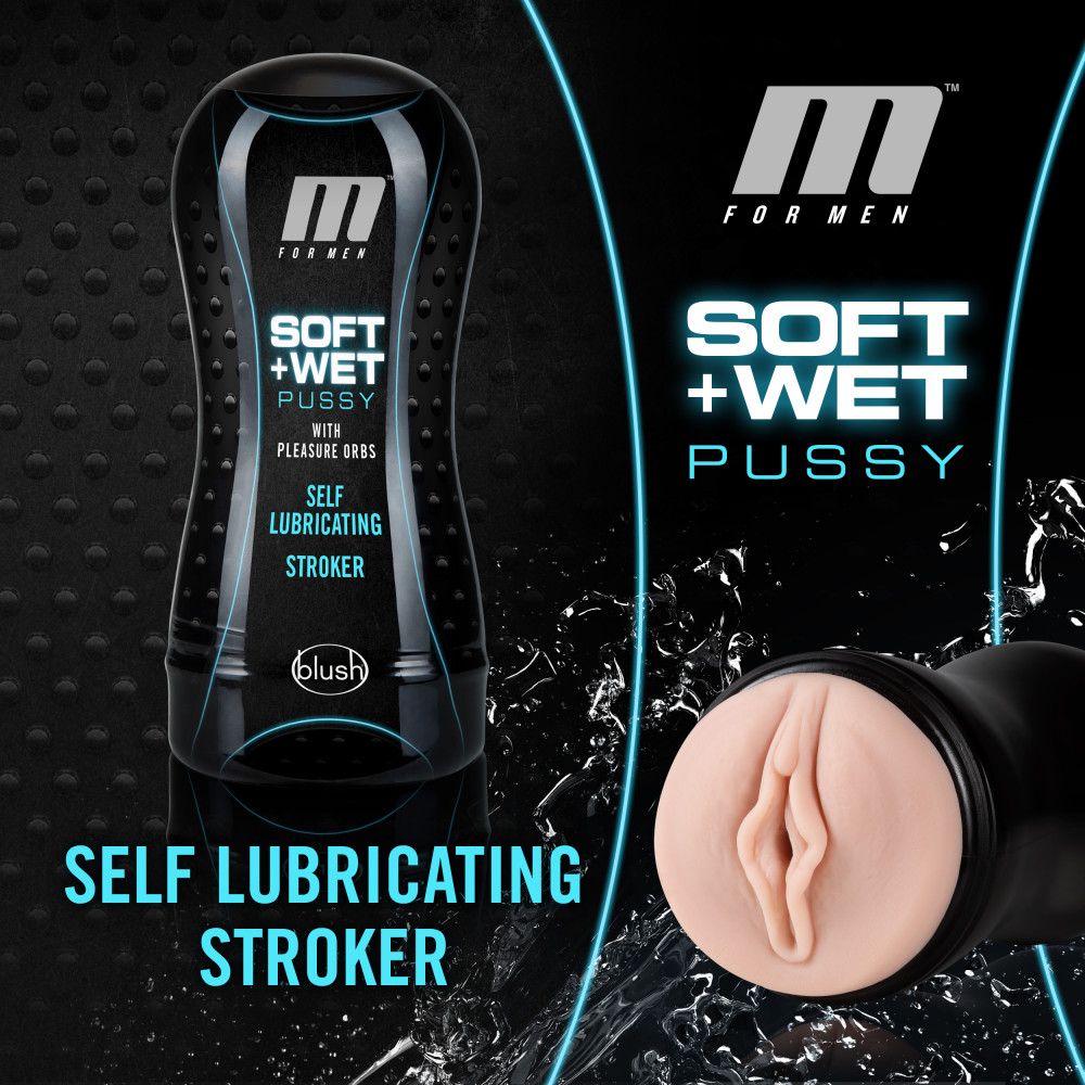 HOBL-84003.jpg M for Men - Soft and Wet - Pussy With Pleasure Orbs - Self Lubricating Stroker Cup - Vanilla - Image 1