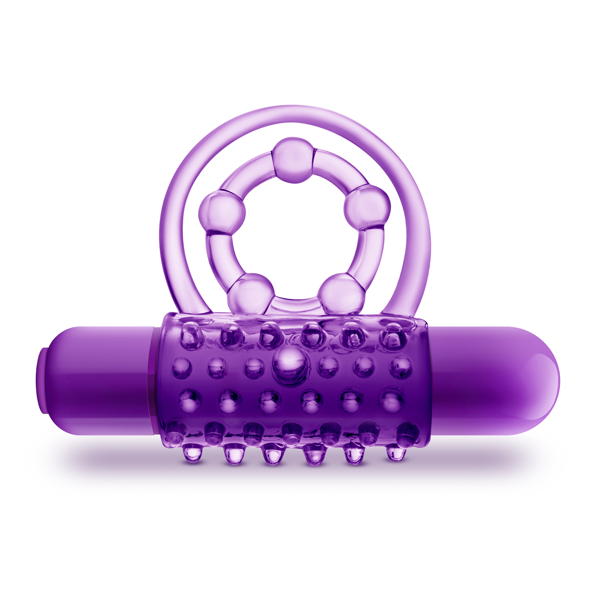 www.blushnovelties.com Play With Me - the Player - Vibrating Double Strap Ring - Purple - Image 1