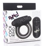 Bang - Silicone Cock Ring and Bullet With Remote Control - Black - Image 5