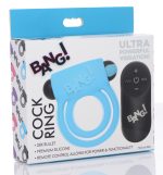 Bang - Silicone Cockring and Bullet With Remote Control - Blue - Image 5