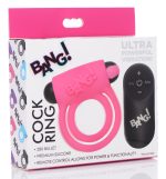 Bang - Silicone Cock Ring and Bullet With Remote Control - Pink - Image 3
