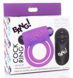 Bang - Silicone Cock Ring and Bullet With Remote Control - Purple - Image 5