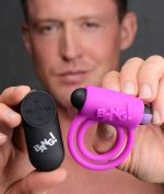 Bang - Silicone Cock Ring and Bullet With Remote Control - Purple - Image 2