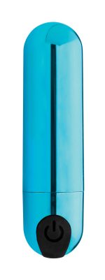 10x Rechargeable Vibrating Metallic Bullet - Blue - Image 4