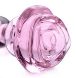 Pink Rose Glass Anal Plug - Small - Image 3