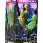 Jurassic Cock Dinosaur Silicone Dildo - Green-blue