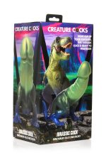Jurassic Cock Dinosaur Silicone Dildo - Green-blue