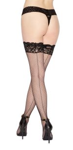 Fishnet Thigh High - One Size - Black - Image 2