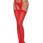Pantyhose With Garters - One Size - Red