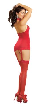 Sheer Garter Dress - One Size - Red - Image 2