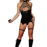 Garter Slip and Leash - One Size - Black