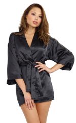 Robe, Chemise, Padded Hanger - Medium - Black - Image 2