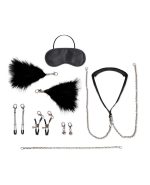 12 Pc Interchangeable Collar and Nipple Clips Set - Black - Image 2