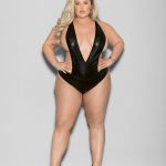 Liquid Look Chain Back Open Crotch Teddy - Queen Size - Black