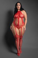 Stripped Down Teddy Bodystocking - Queen - Red - Image 3