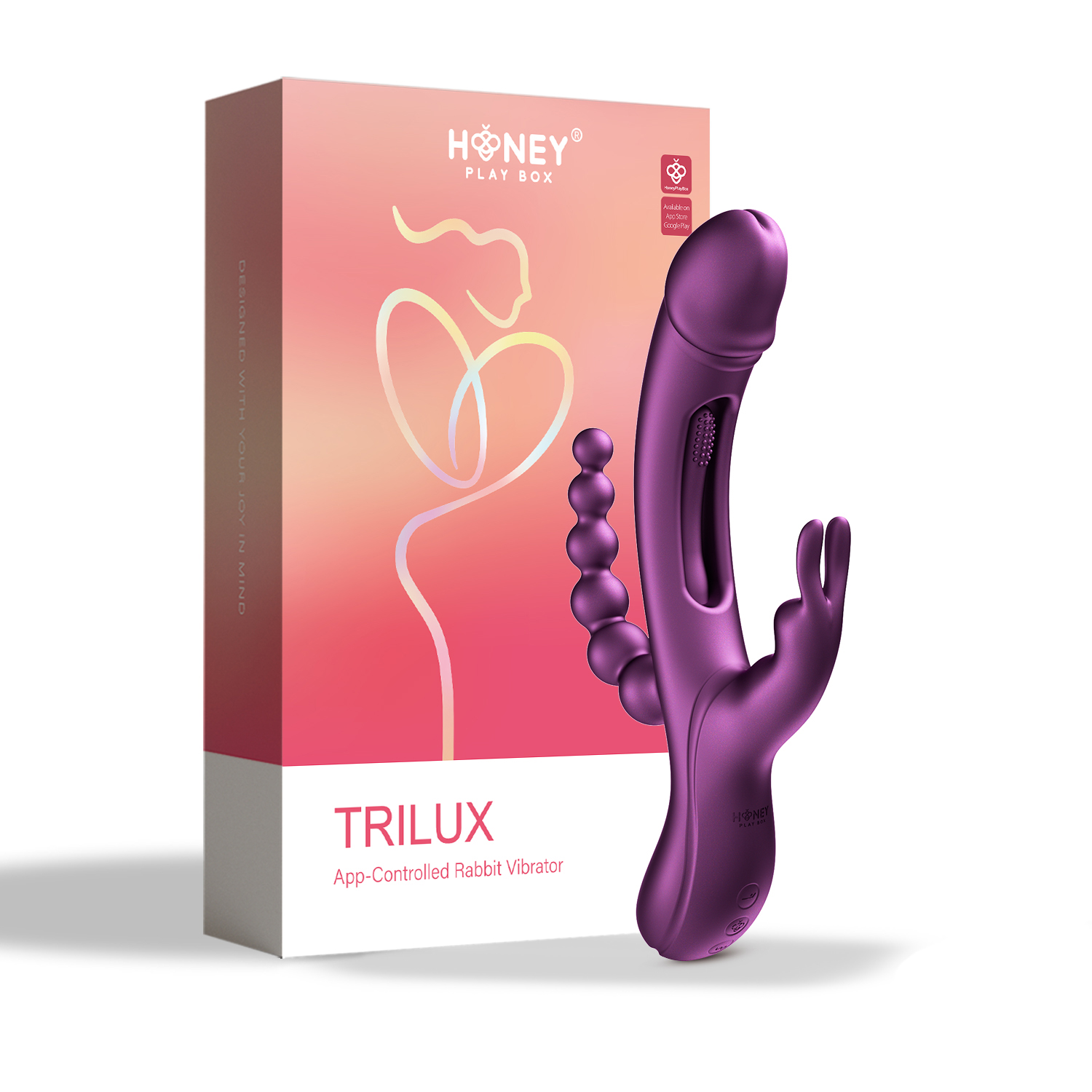 HOH-VS-22-952PU.jpg Trilux - App Controlled Rabbit Vibrator - Purple - Image 1