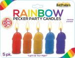 Rainbow Pecker Party Candles - 5 Pack - Image 2