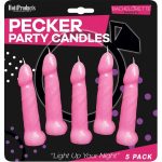 Bachelorette Pecker Party Pink Candles 5pk - Image 2