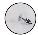 Foxy Tail - Light Up Faux Fur Butt Plug - White Plug - White - Image 4