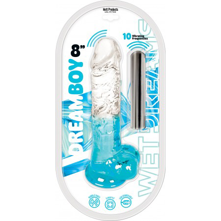 HOHTP3771.png Dream Boy 8 - Jelly Vibrator Wet Dreams - Clear Aqua - Image 1