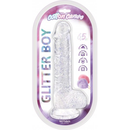 HOHTP3790.png Cotton Candy - Glitter Boy 6.5 Suction Cup Dildo - Clear - Image 1