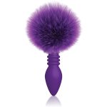 The 9s Cottontails Silicone Bunny Tail Butt Plug - Ribbed Purple