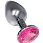 The 9s the Silver Starter Bejeweled Stainless Steel Plug - Pink