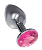 The 9s the Silver Starter Bejeweled Stainless Steel Plug - Pink