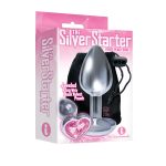 The 9s the Silver Starter Heart Bejeweled Stainless Steel Plug - Pink