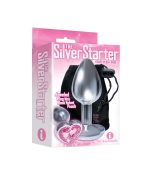 The 9s the Silver Starter Heart Bejeweled Stainless Steel Plug - Pink