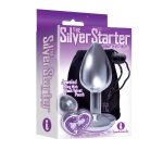 The 9s the Silver Starter Heart Bejeweled Stainless Steel Plug - Violet
