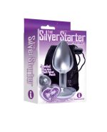 The 9s the Silver Starter Heart Bejeweled Stainless Steel Plug - Violet