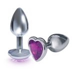 The 9s the Silver Starter Heart Bejeweled Stainless Steel Plug - Violet - Image 2