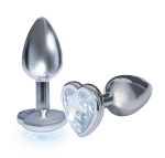 The 9s the Silver Starter Heart Bejeweled Stainless Steel Plug - Diamond - Image 2