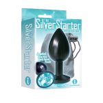 The 9s the Silver Starter Anodized Bejeweled Stainless Steel Plug - Aqua