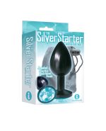The 9s the Silver Starter Anodized Bejeweled Stainless Steel Plug - Aqua