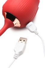 Bloomgasm Romping Rose Suction and Thrusting Vibrator - Red - Image 2
