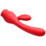 Blooming Bunny Sucking and Thrusting Silicone Rabbit Vibrator - Red - Image 5