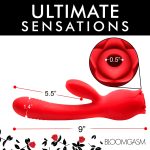 Blooming Bunny Sucking and Thrusting Silicone Rabbit Vibrator - Red - Image 6