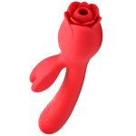 Blooming Bunny Sucking and Thrusting Silicone Rabbit Vibrator - Red - Image 2