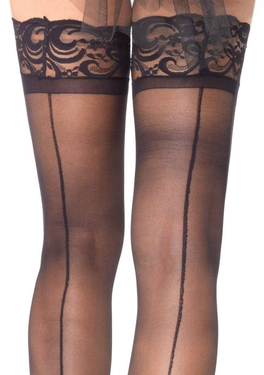 HOLA-1042BLK.jpg Stay Up Sheerthigh Highs - Black - One Size - Image 1