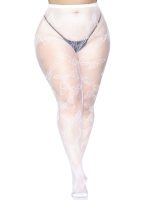 Butterfly Net Tights - 1x-2x - White