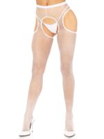 Fishnet Suspender Hose With Scalloped Trim - One Size - White - Image 2