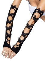 Butterfly Cut Out Arm Warmers - One Size - Black - Image 2