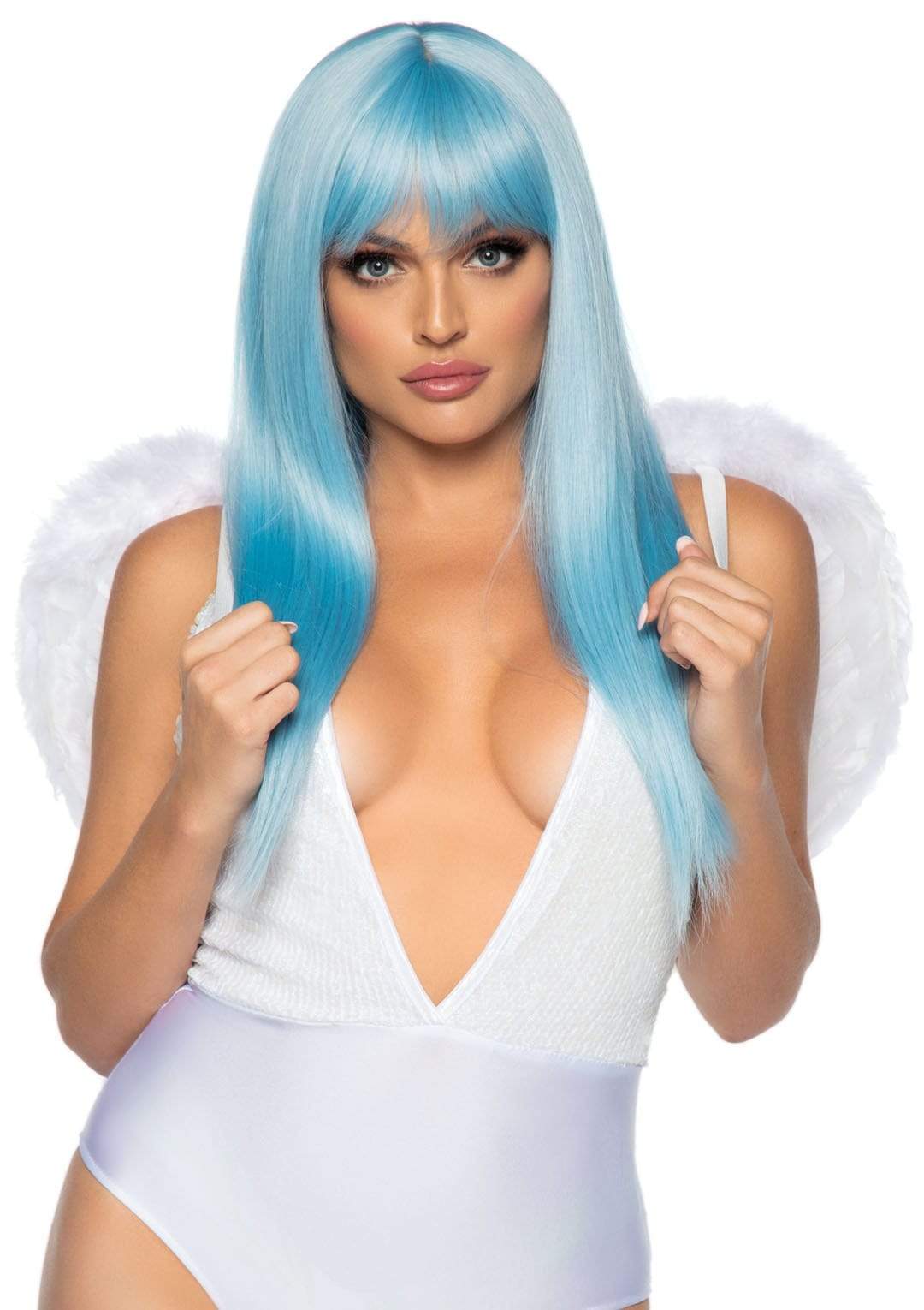 HOLA-2775WHT.jpg Marabou Trimmed Feather Wings - White - Image 1