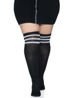Over the Knee Athletic Socks -1x-2x - Black-white - Image 3