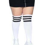 Over the Knee Athletic Socks - 1x-2x - White-black