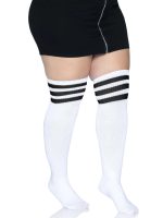 Over the Knee Athletic Socks - 1x-2x - White-black - Image 3