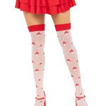 Polka Dot Mushroom Thigh High - One Size - White-red