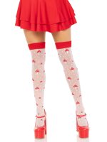 Polka Dot Mushroom Thigh High - One Size - White-red